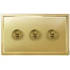 3 Gang Retractive Toggle Switch Art Deco Polished Brass Retractive Switch