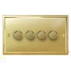4 Gang 400W 2 Way Dimmer (Mains and Low Voltage) Art Deco Polished Brass Intelligent Dimmer
