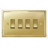 4 Gang Retractive Switch Art Deco Polished Brass Pulse | Retractive Switch
