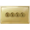 4 Gang 20 Amp 2 Way Toggle Light Switches Art Deco Polished Brass Toggle (Dolly) Switch