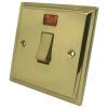 45 Amp Cooker Switch with Neon Small : White Trim Art Deco Polished Brass Cooker (45 Amp Double Pole) Switch