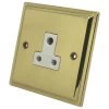 5 Amp Round Pin Unswitched Socket : White Trim Art Deco Polished Brass Round Pin Unswitched Socket (For Lighting)