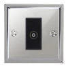 1 Gang Non-Isolated Coaxial T.V. : Black Trim Art Deco Polished Chrome TV Socket