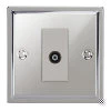 1 Gang Non-Isolated Coaxial T.V. : White Trim Art Deco Polished Chrome TV Socket
