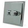 2 Gang 400W 2 Way Dimmer (Mains and Low Voltage) Art Deco Polished Chrome Intelligent Dimmer