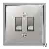 2 Gang Combination 1 x 20amp Intermediate Switch + 1 x 20amp 2 Way Light Switch : White Trim  Art Deco Polished Chrome Intermediate Switch and Light Switch Combination