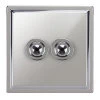 2 Gang Retractive Push Button Switch Art Deco Polished Chrome Retractive Switch
