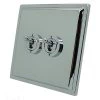 2 Gang 20 Amp 2 Way Toggle Light Switches Art Deco Polished Chrome Toggle (Dolly) Switch