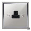 2 Amp Round Pin Unswitched Socket : Black Trim Art Deco Polished Chrome Round Pin Unswitched Socket (For Lighting)