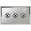 3 Gang Retractive Push Button Switch Art Deco Polished Chrome Retractive Switch