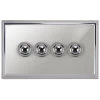 4 Gang 250W Button Dimmer Art Deco Polished Chrome Button Dimmer