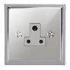 5 Amp Round Pin Unswitched Socket : White Trim Art Deco Polished Chrome Round Pin Unswitched Socket (For Lighting)