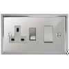 45 Amp Cooker Switch with 13 Amp Switched Socket Outlet : White Trim Art Deco Polished Chrome Cooker Control (45 Amp Double Pole Switch and 13 Amp Socket)