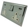 More information on the Art Deco Polished Chrome Art Deco Plug Socket with USB Charging