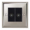 2 Gang Non-Isolated Coaxial TV Socket : Black Trim