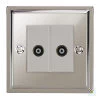 2 Gang Non-Isolated Coaxial TV Socket : White Trim