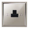2 Amp Round Pin Unswitched Socket : Black Trim Art Deco Polished Nickel Round Pin Unswitched Socket (For Lighting)