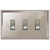 3 Gang 20 Amp 2 Way Metal Switch Art Deco Polished Nickel Light Switch