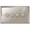 4 Gang 100W 2 Way LED (Trailing Edge) Dimmer (Min Load 1W, Max Load 100W) Art Deco Polished Nickel LED Dimmer