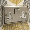 Art Deco Polished Nickel Switched Plug Socket - 2