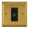 1 Gang Non-Isolated Coaxial TV Socket : Black Trim Art Deco Satin Brass TV Socket