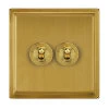 2 Gang Retractive Toggle Switch Art Deco Satin Brass Retractive Switch