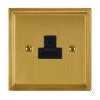 2 Amp Round Pin Unswitched Socket : Black Trim Art Deco Satin Brass Round Pin Unswitched Socket (For Lighting)