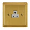 2 Amp Round Pin Unswitched Socket : White Trim Art Deco Satin Brass Round Pin Unswitched Socket (For Lighting)