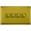 4 Gang 250W Button Dimmer Art Deco Satin Brass Button Dimmer
