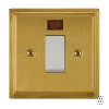 45 Amp Cooker Switch with Neon Small : White Trim Art Deco Satin Brass Cooker (45 Amp Double Pole) Switch