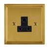5 Amp Round Pin Unswitched Socket : Black Trim Art Deco Satin Brass Round Pin Unswitched Socket (For Lighting)