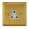 5 Amp Round Pin Unswitched Socket : White Trim Art Deco Satin Brass Round Pin Unswitched Socket (For Lighting)