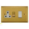 45 Amp Cooker Switch with 13 Amp Switched Socket Outlet : White Trim Art Deco Satin Brass Cooker Control (45 Amp Double Pole Switch and 13 Amp Socket)