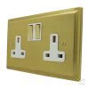 2 Gang - Double 13 Amp Switched Plug Socket : White Trim