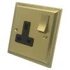 Art Deco Satin Brass Switched Plug Socket - 3