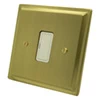 Unswitched Fused Spur : White Trim Art Deco Satin Brass Unswitched Fused Spur