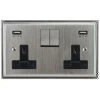 More information on the Art Deco Satin Chrome Art Deco Plug Socket with USB Charging