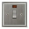 20 Amp Double Pole Switch with Neon Art Deco Satin Chrome 20 Amp Switch