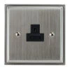 2 Amp Round Pin Unswitched Socket : Black Trim Art Deco Satin Chrome Round Pin Unswitched Socket (For Lighting)