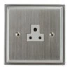 2 Amp Round Pin Unswitched Socket : White Trim Art Deco Satin Chrome Round Pin Unswitched Socket (For Lighting)