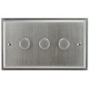 3 Gang 400W 2 Way Dimmer (Mains and Low Voltage) Art Deco Satin Chrome Intelligent Dimmer