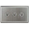3 Gang 20 Amp 2 Way Toggle Light Switches Art Deco Satin Chrome Toggle (Dolly) Switch