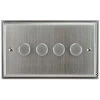 4 Gang 400W 2 Way Dimmer (Mains and Low Voltage) Art Deco Satin Chrome Intelligent Dimmer