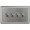 4 Gang 250W Button Dimmer Art Deco Satin Chrome Button Dimmer