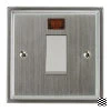 45 Amp Cooker Switch with Neon Small : White Trim Art Deco Satin Chrome Cooker (45 Amp Double Pole) Switch