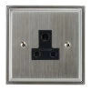 5 Amp Round Pin Unswitched Socket : Black Trim Art Deco Satin Chrome Round Pin Unswitched Socket (For Lighting)
