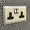 Art Deco Satin Chrome Switched Plug Socket - 1