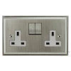 2 Gang - Double 13 Amp Switched Plug Sockets : White Trim