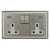 More information on the Art Deco Satin Nickel Art Deco Plug Socket with USB Charging