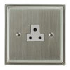 2 Amp Round Pin Unswitched Socket : White Trim Art Deco Satin Nickel Round Pin Unswitched Socket (For Lighting)